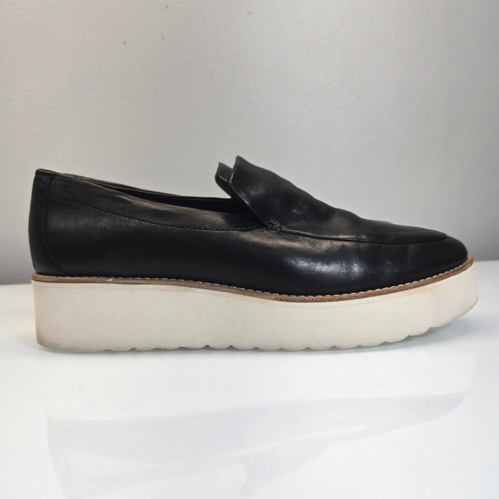 Vince Platform Loafers 10 Zeta Black Leather Slip On Shoes‎ Minimalist Comfort